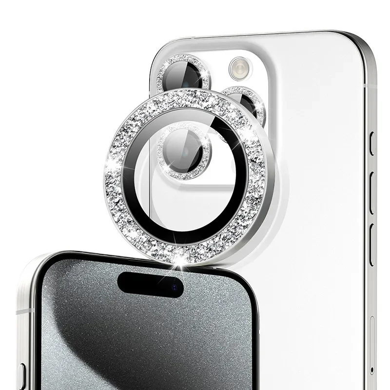 2-3 Stück Glänzender Kameraobjektivschutz für iPhone 16 15 Pro Max 14 Plus 12 13 Mini Metallring Gehärtetes Glas Rückseitiger Objektivdeckel