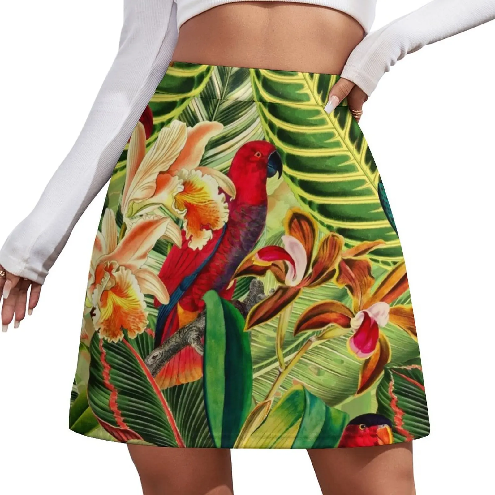 

Vintage Tropical Bird Jungle Botanical Night Botanical Garden Mini Skirt midi skirt for women Dresses novelty in clothes