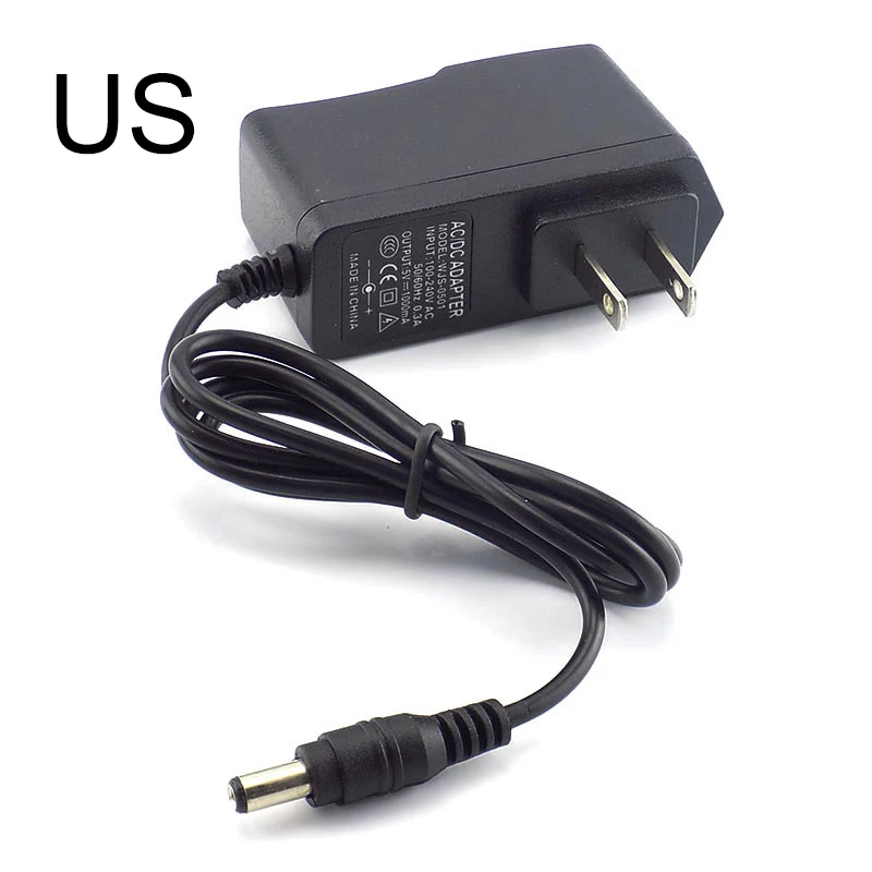 Dc 5V 1a Voeding Adapter Ac Naar Dc 100V-240V Converter Oplader 1000Mah 5.5Mm X 2.1Mm Us Eu Plug Voor Led Strip Cctv Camer