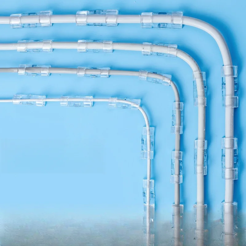 15pcs Transparent Adhesive Cable Clamps - Wire Organizers for Wall & Under Desk Management, Durable Plastic Cord Holders