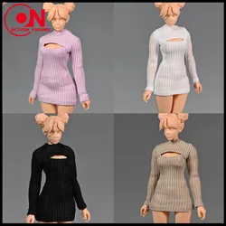 1/12 Scale Open Chest Striped Sweater Dress Clothes Model Fit 12'' Romankey X COWL Female Soldier Action Figure Body
