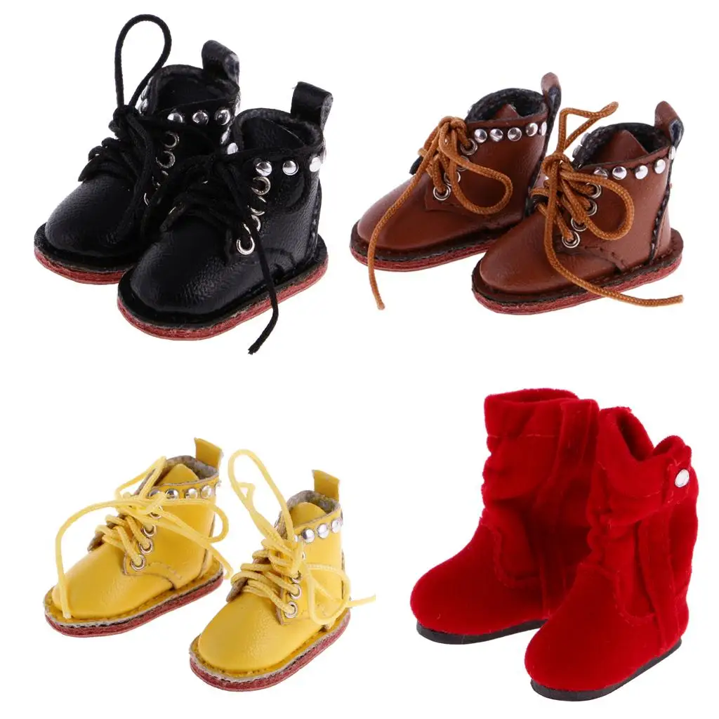 Cute Bowknot/Lace/Ankle Belt PU Leather Shoes Snow Boots for 12'' Doll