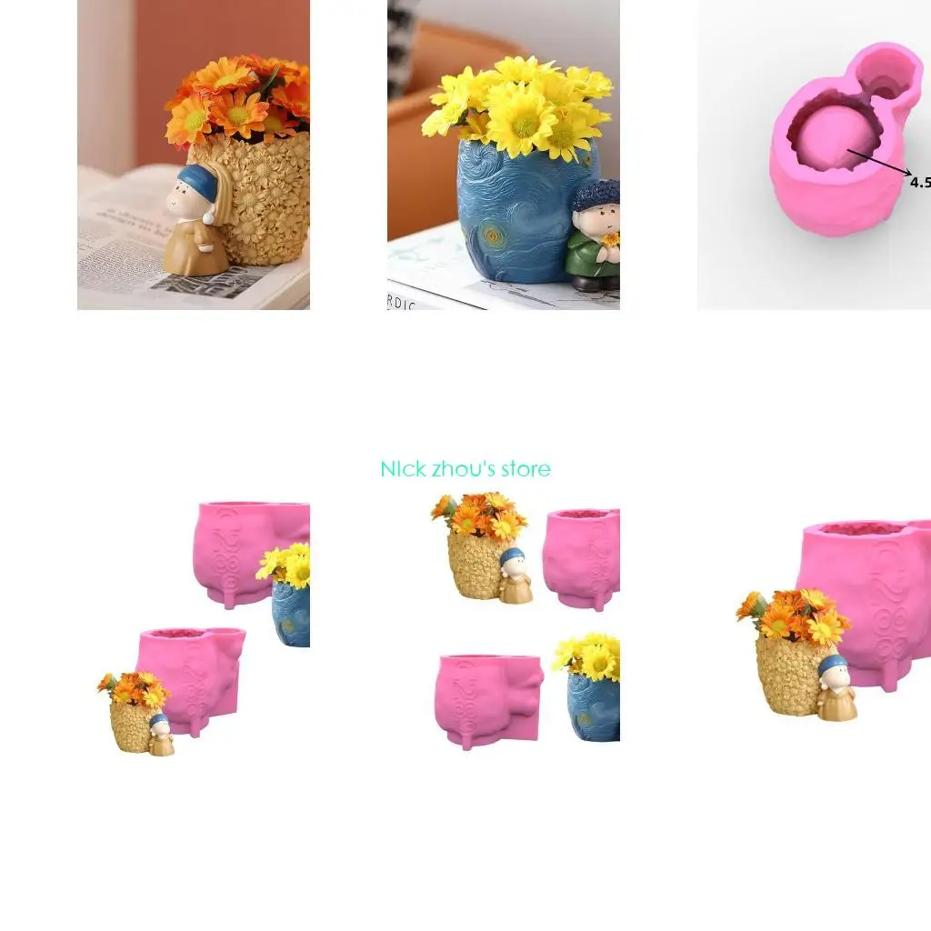 

E15E Geometric 3D Artist Gypsum Silicone Molds Storage Box Mold for Making Plants Pot Flower Pot Holder