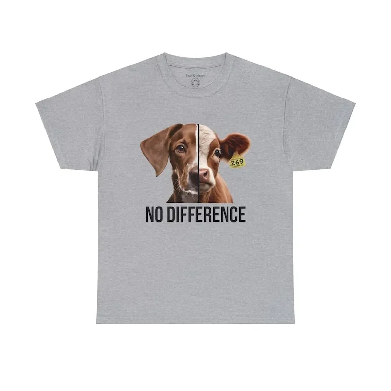 Vegan Activists Tee-Shirt Antispeciesism No Difference Calf and Dog Lovers Gift Ideas for Plant Based for Animal Liberation Tee