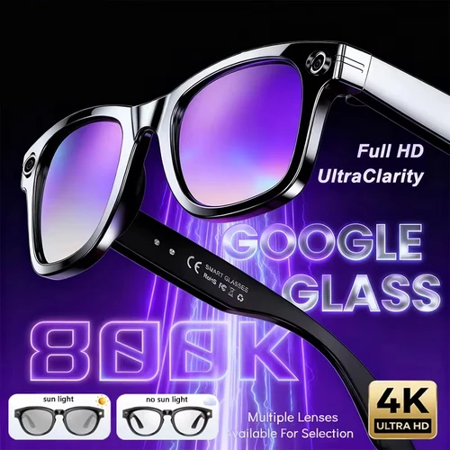 Gafas inteligentes fotocromáticas HD 4K AI, cámara multifuncional, Bluetooth, llamada, asistente de voz, reproductor de música, traducción