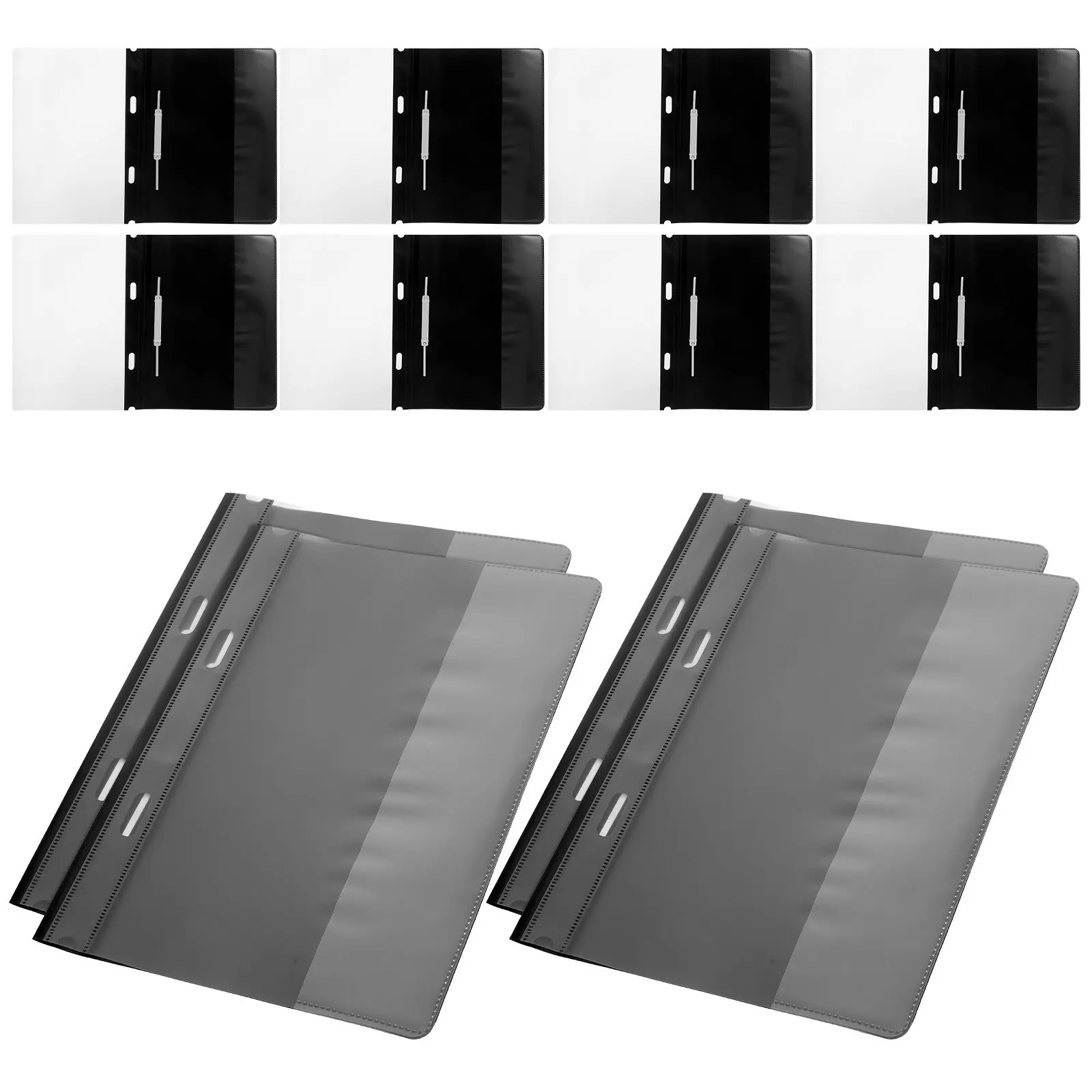 

12Pcs A4 Reusable File Holder 2-Hole Report File Folder Plastic Document Organizer for Office Study Classroom Efficient Binding