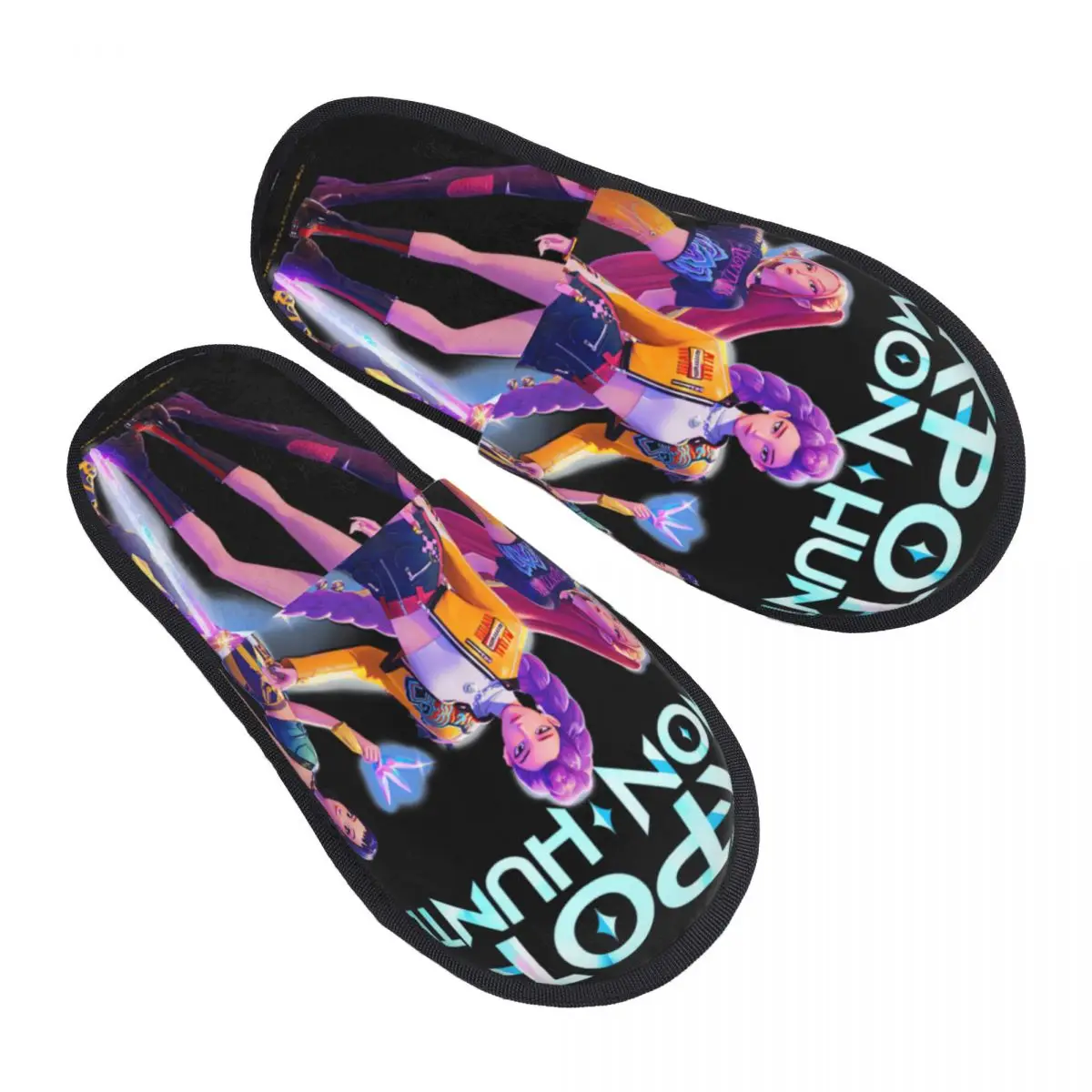 

Kpop Demon Hunter Huntrix Girls Guest Slippers for Bedroom Women Custom Print House Slipper