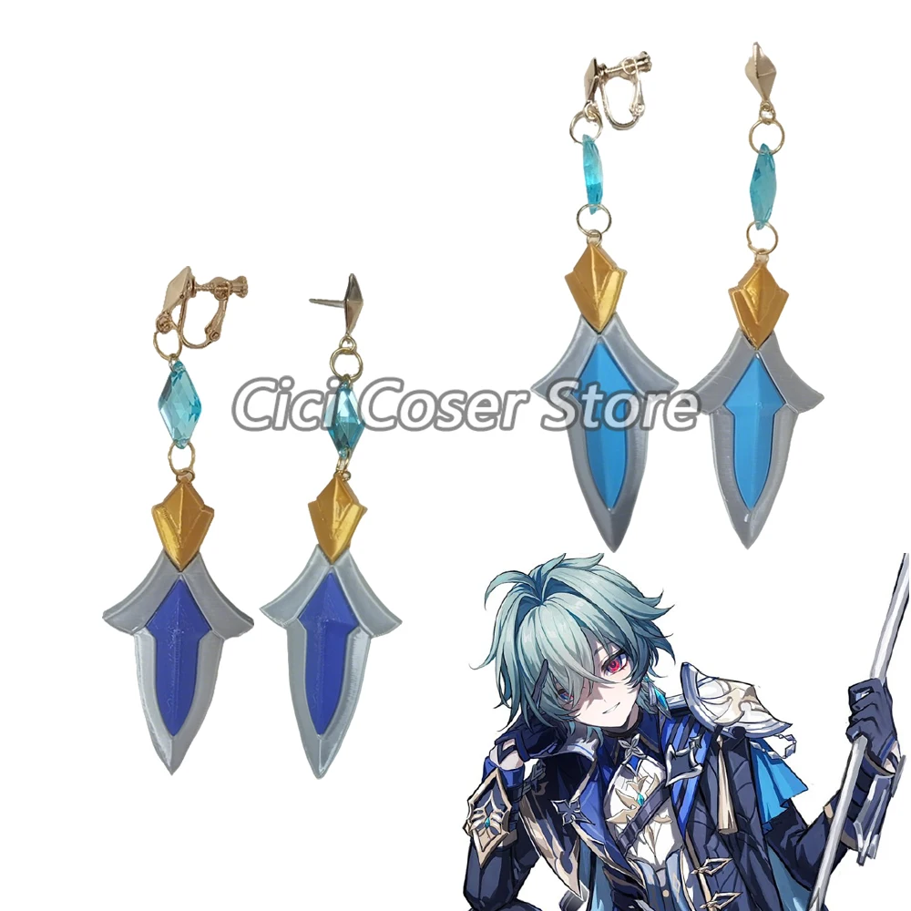 NEW Genshin Impact Lohen Cosplay Accessories Earrings 3D Printed Anime Game Role Play Props For Men Women Halloween Party