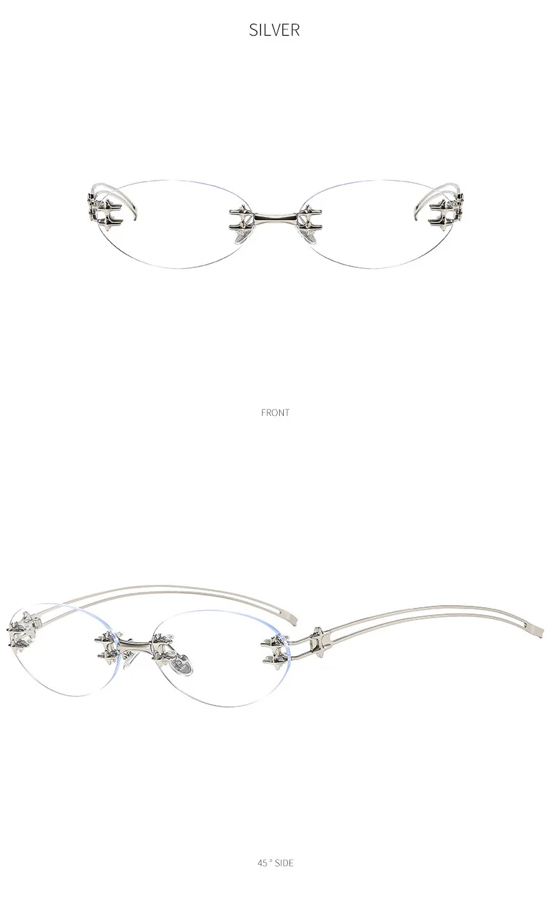 Koreanische Mode-Stil Sonnenbrille für Frauen Ovale Form Randlose Designer Sonnenbrille Frauen Campus Stil Weibliche Sonnenbrille – Detail 15