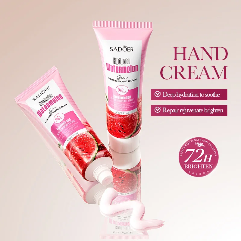 3pcs SADOER Niacinamide Watermelon Hand Cream, Moisturizing Whitening Hydrating Cream Fast Absorbing Non Greasy Hand Skin Care
