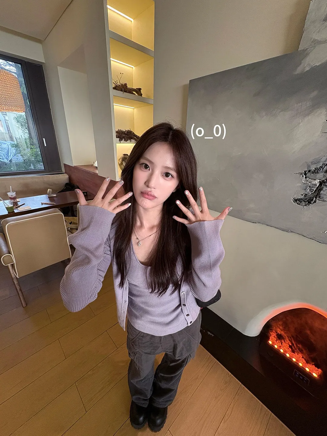 Sexy Pastel Purple Knitted Open Cardigan And Strap Top Women's Autumn Fashion Set Casual Style Breathable Lightweight round Neck
