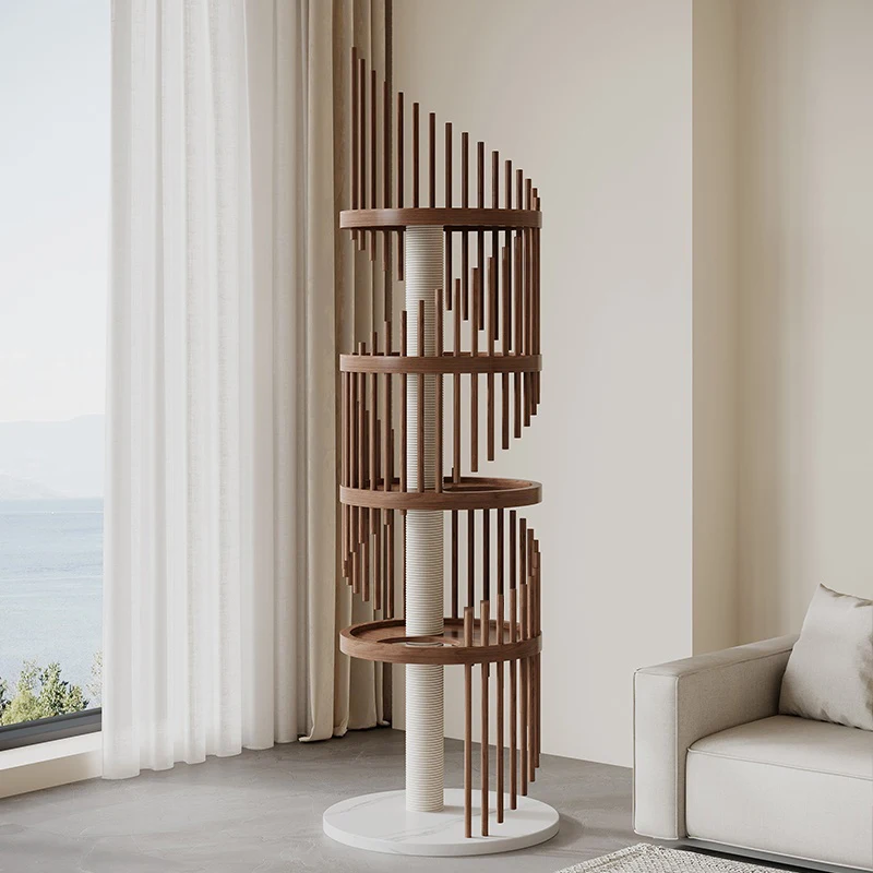 

Solid wood cat climbing frame household occupation, sisal column frame climbing frame nest tree integrated