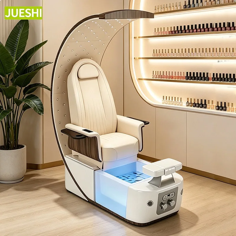 Source Factory Integrated Moon-Shaped Pedicure Chair Reclining Foot Spa Sofa with Massage for Nail Salon