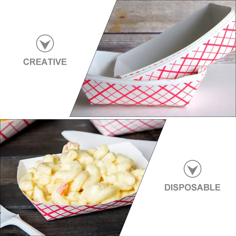 

50 Pcs Divided Serving Tray Food Set Snacks Trays for Ship Box Dessert Boats Platter