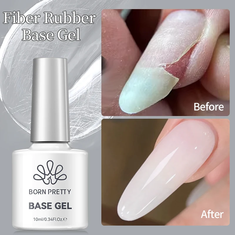 BORN PRETTY Fiber Rubber Base Gel Nail Polish 10ml Construction Gel Varnish Reinforce Thin Nails Semi Permanent Gel