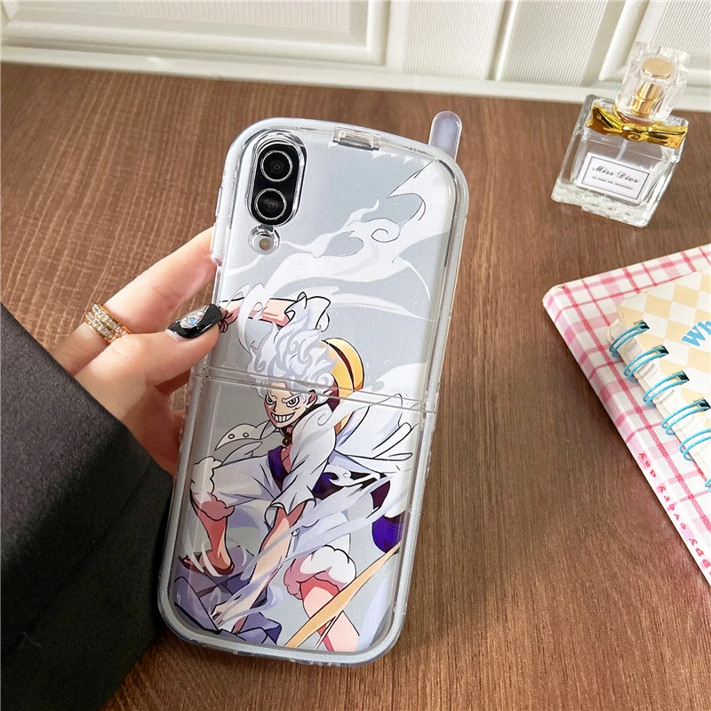Cool Japan Anime One Piece Nika Luffy Gear 5 Roronoa Zoro Phone Case For Samsung Galaxy Z Flip 7 6 5 Hard Cover For Z Flip 4 3