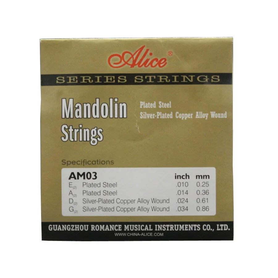 10 Sets Alice AM03/AM04/AM05/AM06/AM07/AM08 Options Mandolin Strings Silver-Plated/Coated Copper Alloy Wound EADG Wholesale