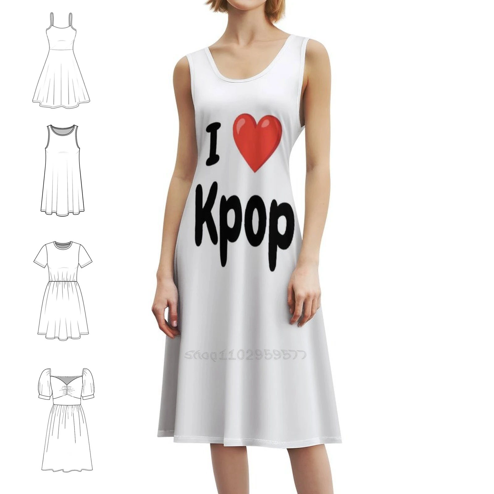 

I Love Kpop Preppy Style Мини-платье для женщин A-Line Свободное повседневное дневное платье Kpop Корея Танцевальная музыка Ateez Jyp Meme Вечер