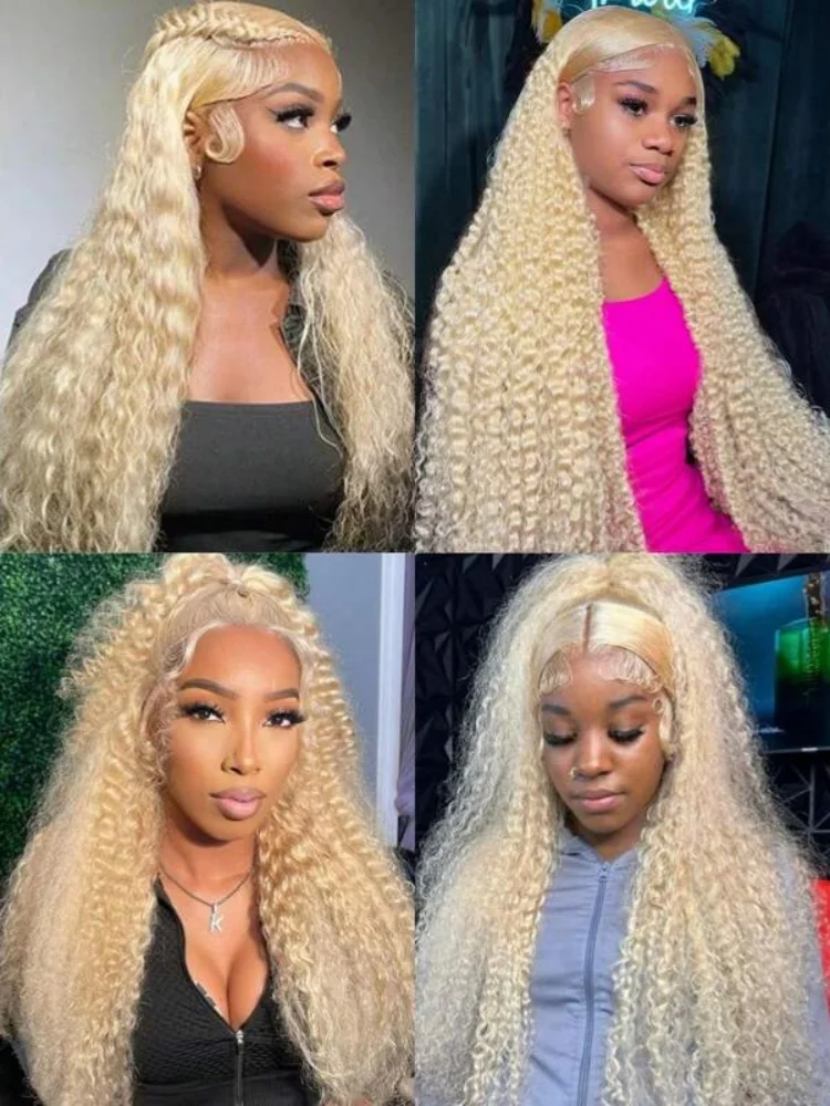 613 perruques avant en dentelle vague profonde 13x4 HD perruques frontales en dentelle pré plumées avec des cheveux de bébé 250% densité miel blond perruques bouclées 30 pouces