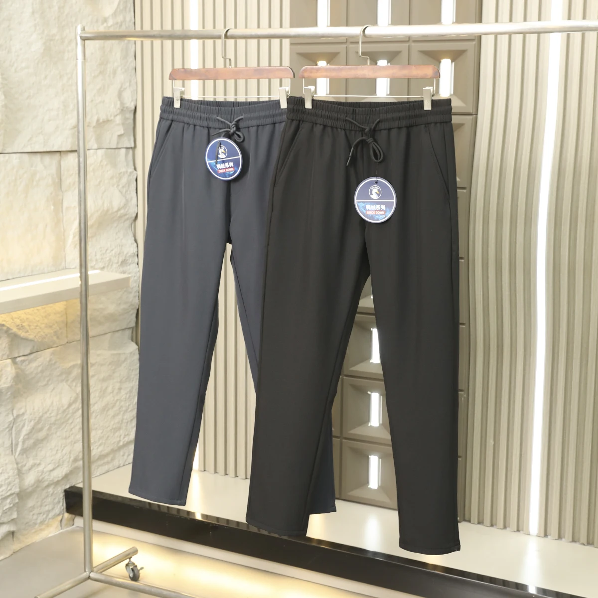 

Men's Outdoor Winter Thermal down Pants High Fluffy 90 Du down Waterproof Windproof Faion Urban Sle Long Work Trousers