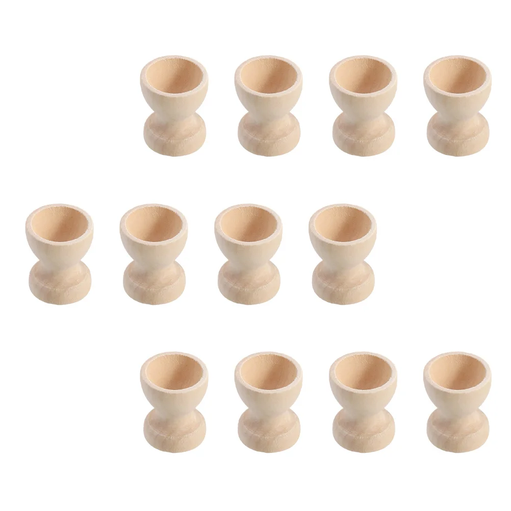 12 Pcs Egg Tray for DIY Toy Holder Mazing Cup Decorations Children Wooden Stands Toys Cups