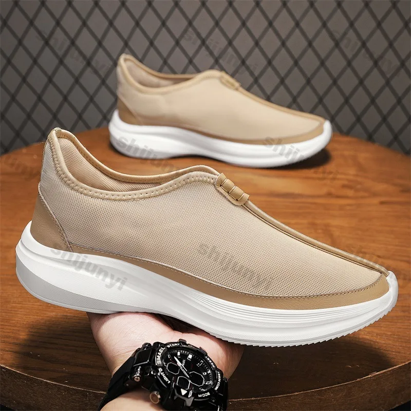 

Men's Casual Shoes 2025 Spring Summer New Fashion Non Slip Mesh Breathable Sneakers Lightweight Comfortable Slip on Wedge Shoes