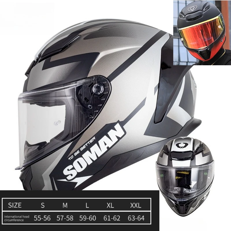 

SOMAN Мотоциклетный шлем Capacete Dual Lens Cascos Para Moto DOT Approved Color Lens Большой хвостовой шлем с крыльями Casco Moto шлем