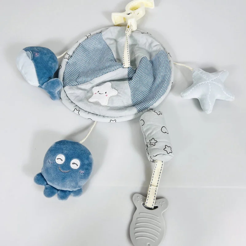 Newborn Baby Rattles 0-12 Months Stroller Bed Hanging Umbrella Wind Bell Infant Mobile Cartoon Animals Plush Toy Boys Girls Gift