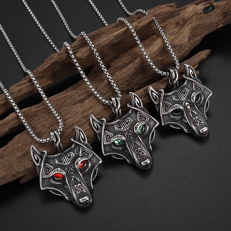 Norse Mythology Gods Dusk Giant Wolf Fenrir Personality Design Pendant Necklace Men\'s Necklace Punk Party Viking Accessories