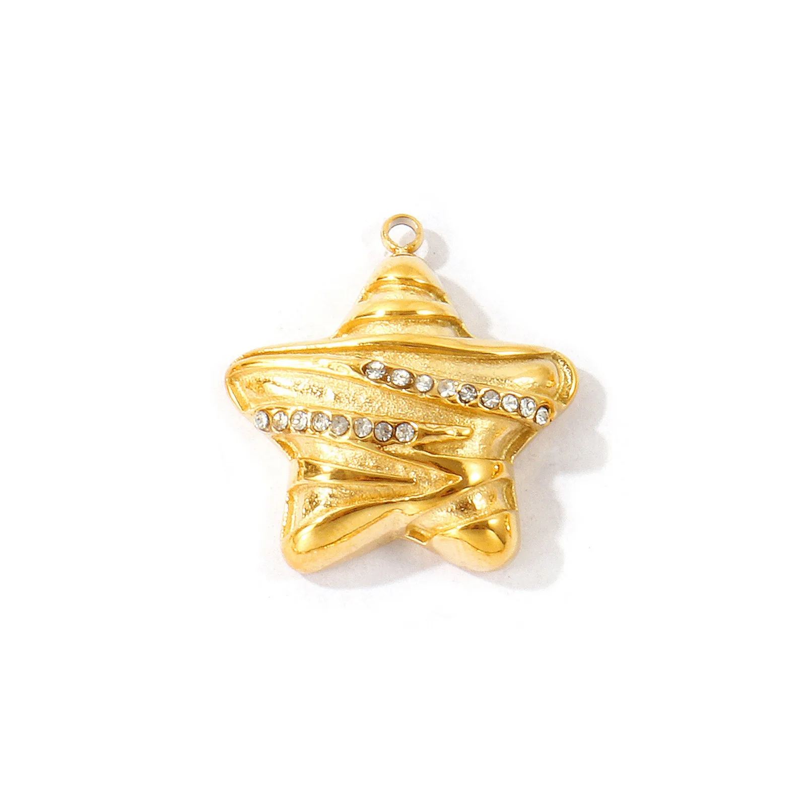 1 Stück 304 Edelstahl-Anhänger, geometrische Blume, Stern, klarer Strass, 18 Karat vergoldet, Anhänger für DIY-Halskette, Schmuckherstellung – Detail 7