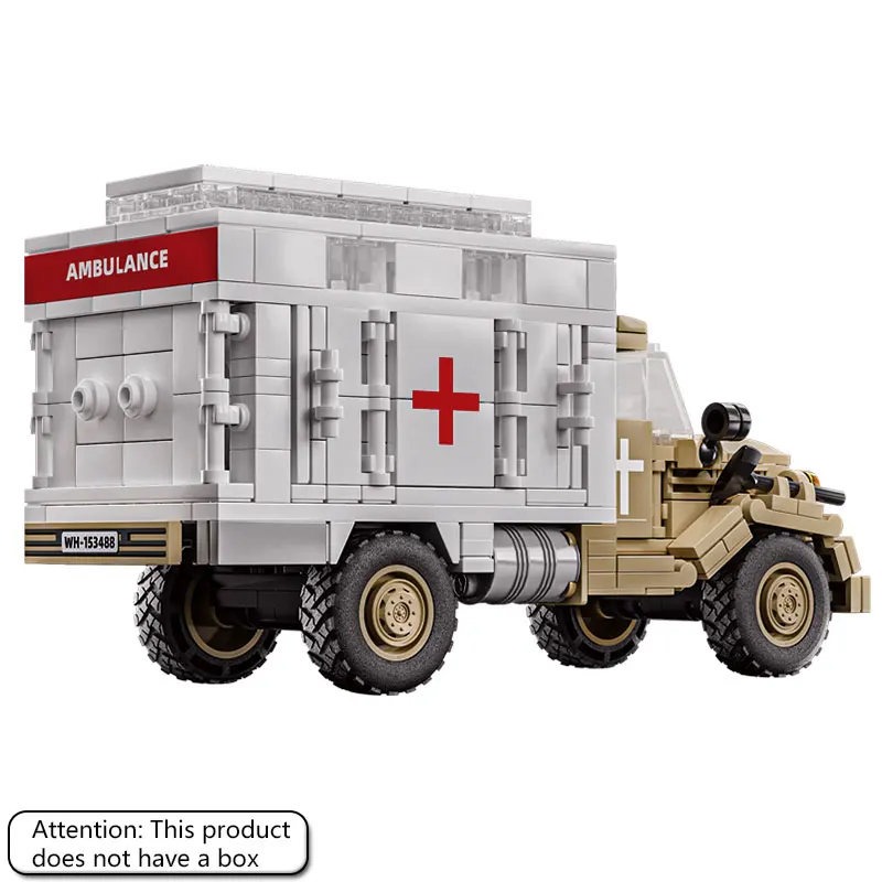 432PCS Opel Lightning Rescue Truck Building Blocks, World War II Medical Vehicle Puzzle Assembly Military Toys, Boys Gift