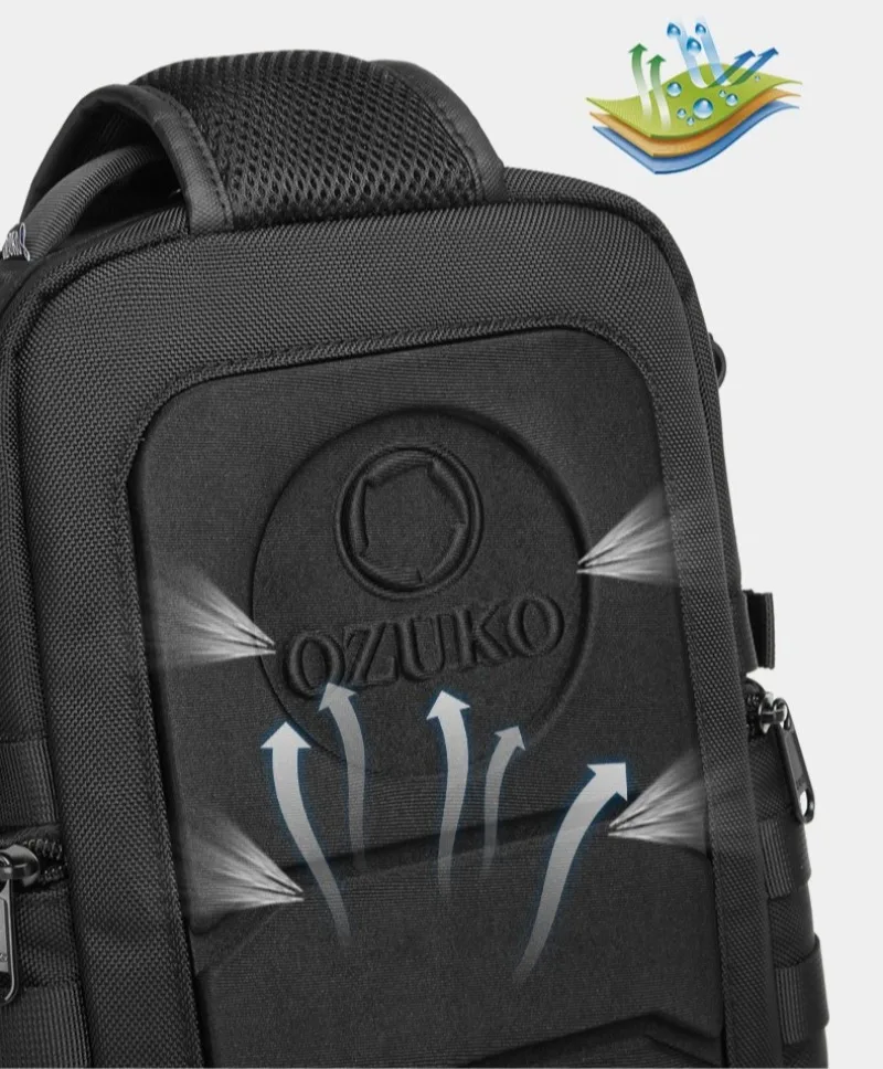 Men's Chest Bag Waterproof Large Capacity Tactical Crossbody Sling Shoulder Pack with USB Charging Port for Outdoor Travel