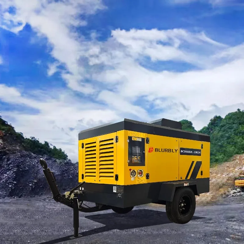 18m³/min 18bar 660cfm Portable Mining Diesel Driven Cummins air Compressor Matching Drilling Rig