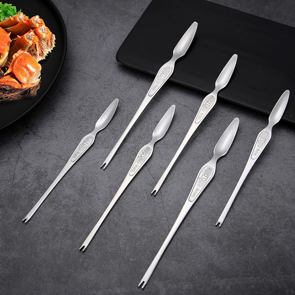 

6Pcs Stainless Steel Crab Forks Strong Long Handle Seafood Tool Great Gift for Housewarming Kitchen Dining Restaurant Hotel
