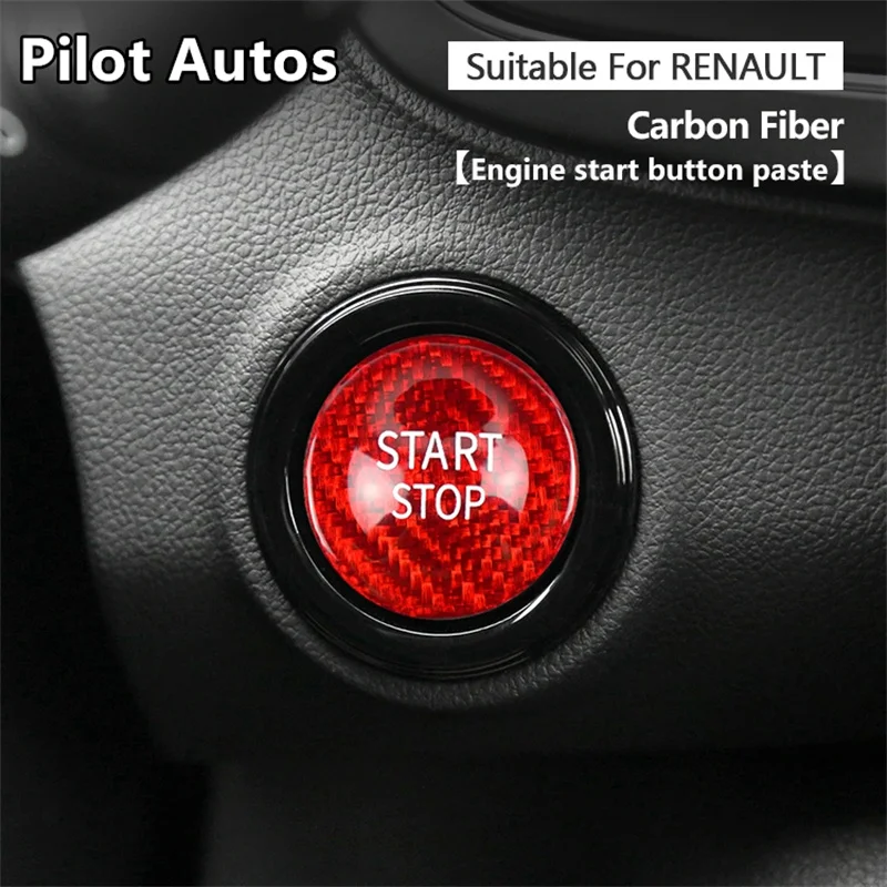 For Renault Clio Car Engine Start Stop Button Cover Genuine Carbon Fiber Sticker 2013 2014 2015 2016 2017 2018