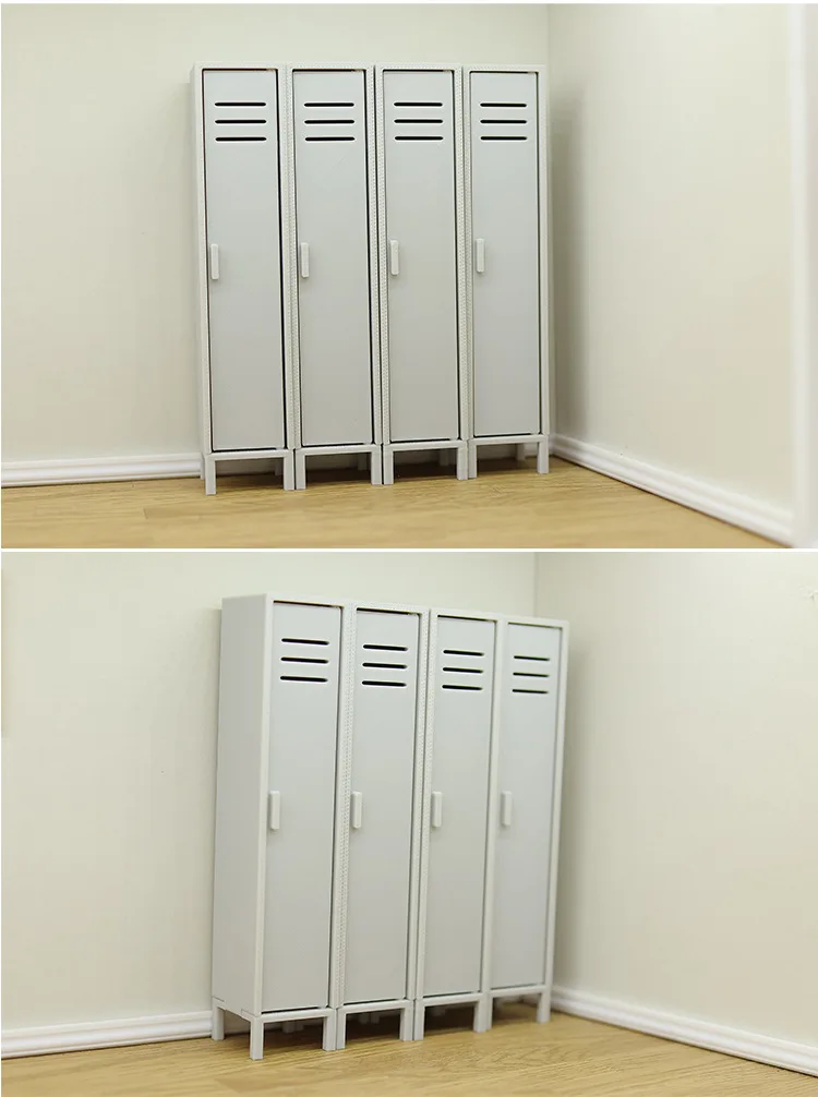 Mini Storage Locker Cabinet Model Dollhouse Office Document Cabinet Miniature Scene Furniture Plastic Table Decoration Props