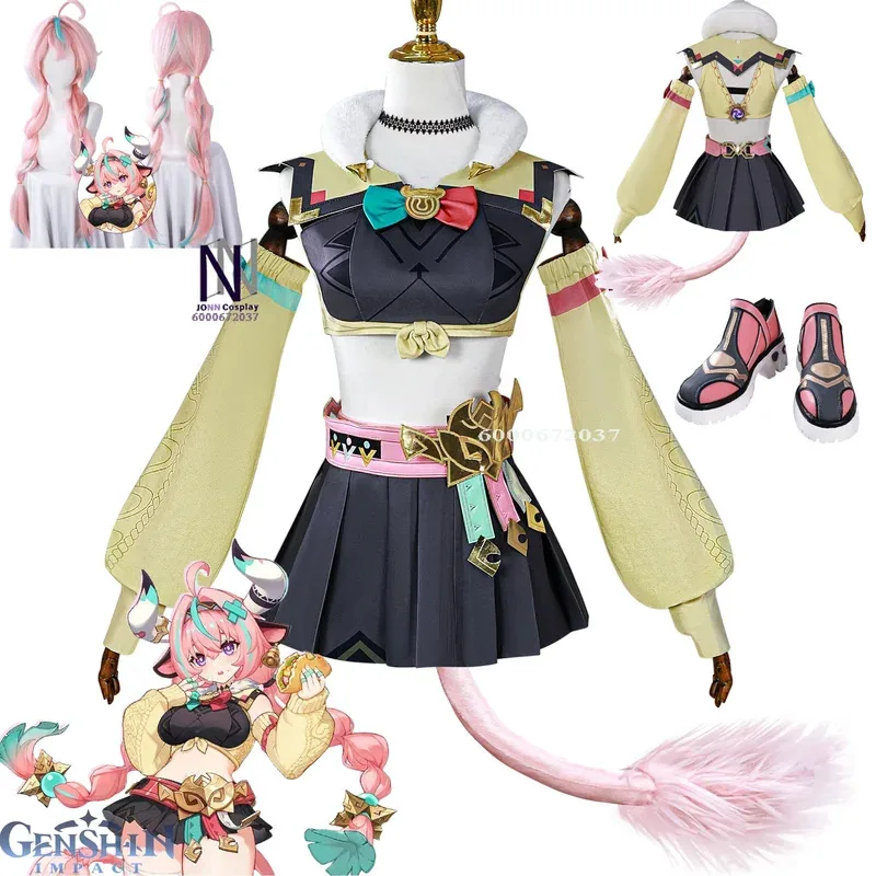 

Game Genshin Impact Varesa Cosplay Costume Anime Clothes Cute Dress for Women Girl Uniform Wig Shoes Halloween Party Play Outfit