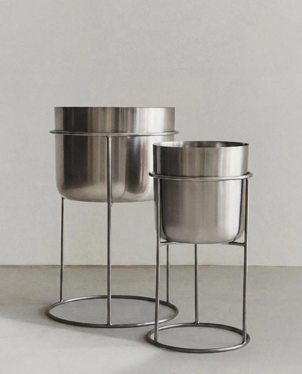 Retro indoor silver universal versatile high-end metal flower pot ornament