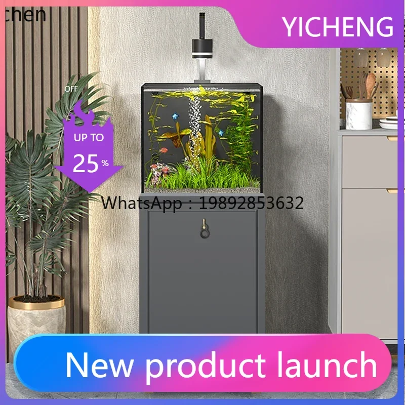 

LYY Fish Tank Living Room Small Ultra-clear Glass Goldfish Tank Aquarium Floor-standing No Water Change Needed Fish