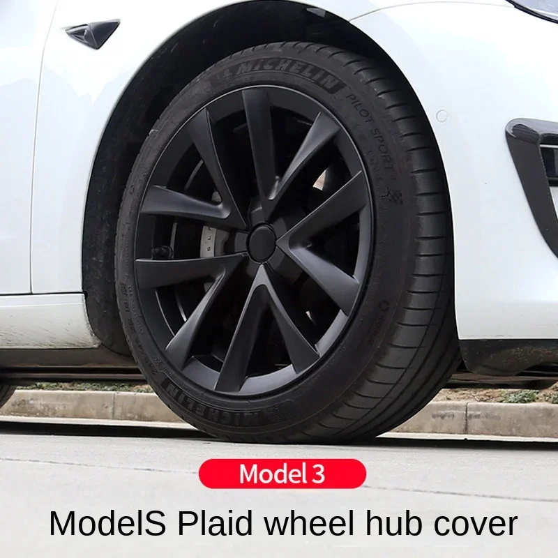 4PCS Model3 Wheels Hub Caps For Tesla Model 3 18 Inch Performance Replacement Automobile Full Rim Cover Decoration Modification