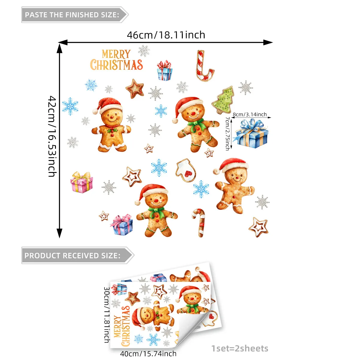 Festive Glass Decals Christmas Window Clings For Christmas Season 18.11 16.53 Inch Reusable Decor For Windows Water Activated