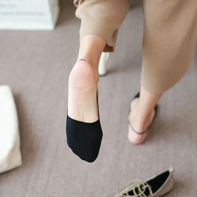 Women Summer Sling Invisible Socks Soft Thin Half Palm Without Heel Candy Color Ladies No-Show Non-Slip Lace Socks