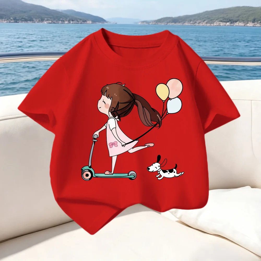 Cross-border girls' T-shirts, versatile fashionable short-sleeved children's clothing tops, baby round neck half-sleeved bottomi