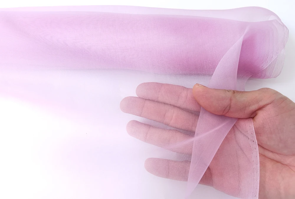 45'' / 55'' breit pro Meter steif geformte Hochzeitsgaze aus schlichter, natürlicher Organza-Stoff aus reiner Seide – Detail 23