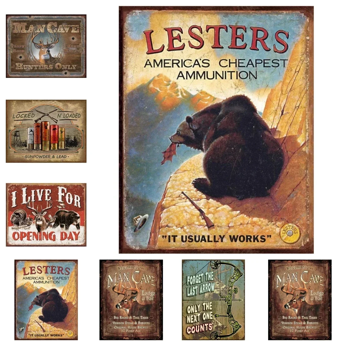 Desperate Enterprises Lesters Ammo Tin Sign - Nostalgic Vintage Metal Wall Decor