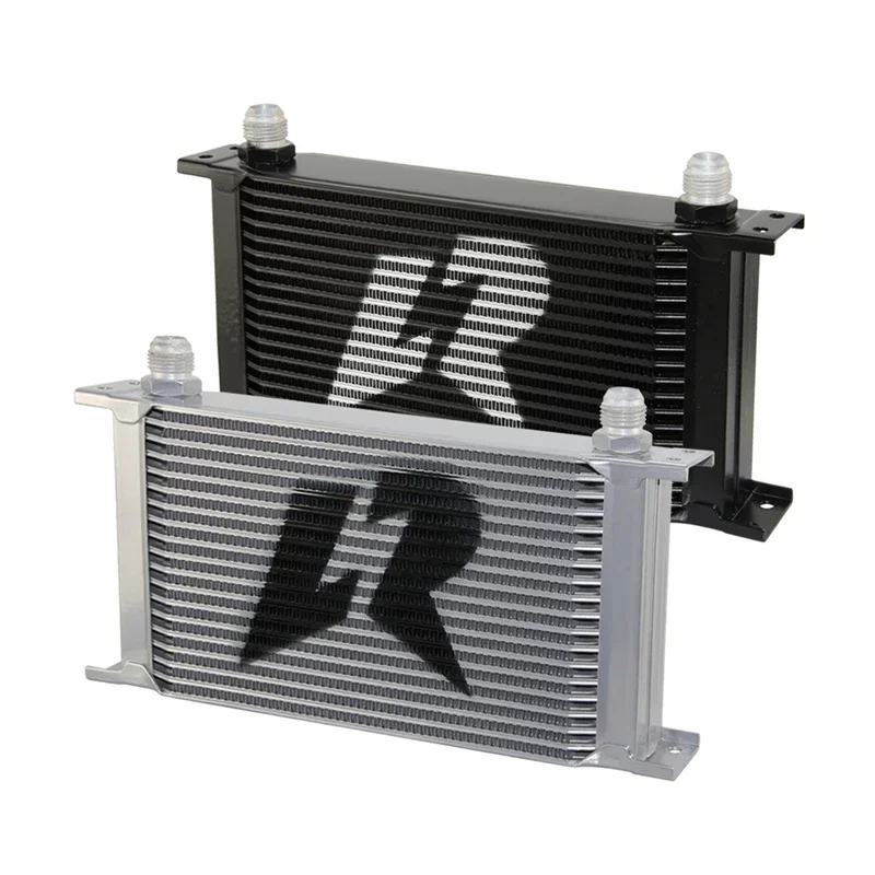 Mocal Style 19 Row Stacked Plate Aluminum Oil Cooler 248MM Transmission AN10 Engine Universal Black/Silver