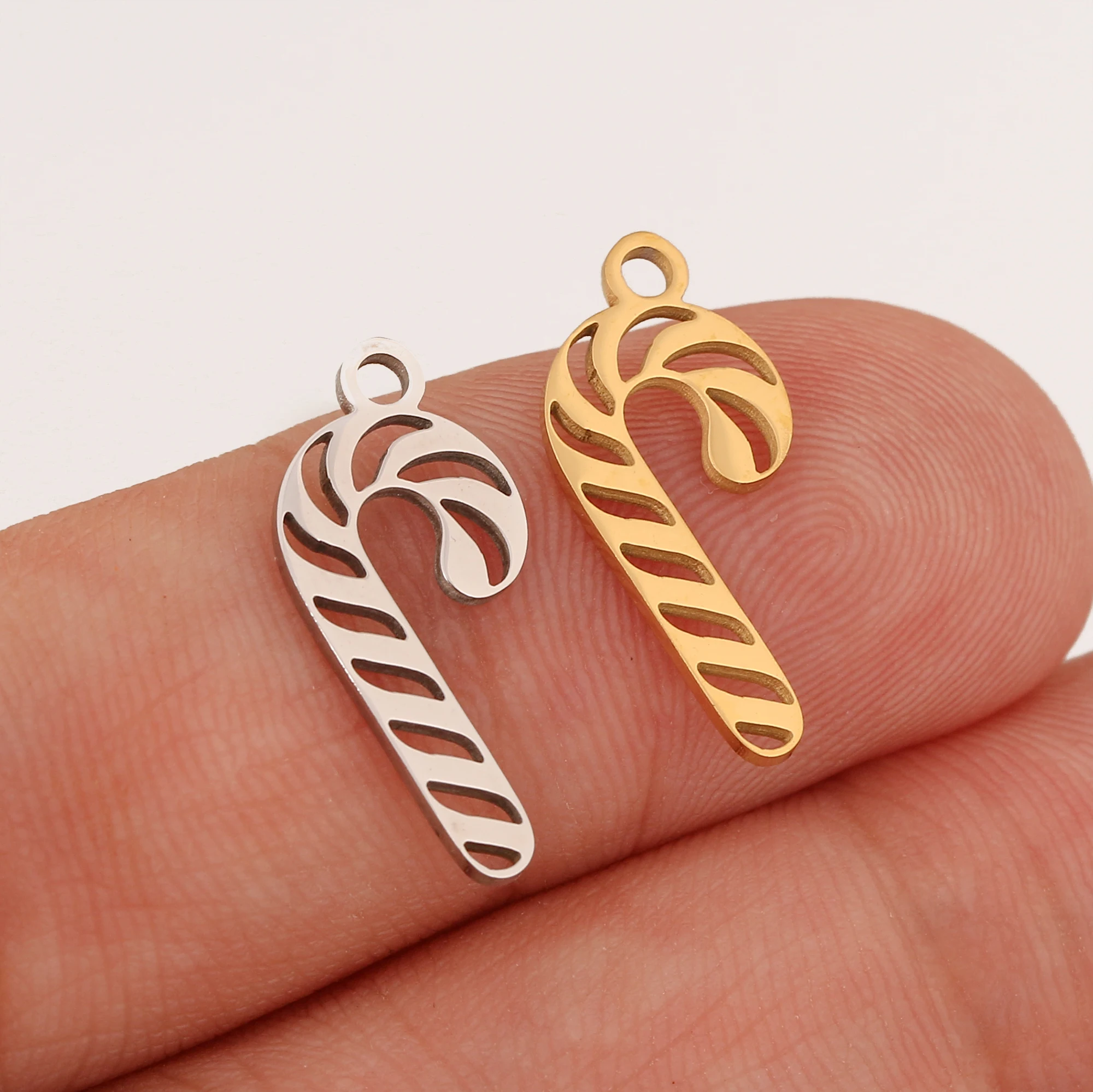 5 Stück Weihnachtsbaum/Süßigkeit Zuckerrohr/Schneemann/Weihnachtsmann Charm Edelstahl Stiefel Weihnachten Anhänger DIY Halskette Armband Schmuckherstellung – Detail 16