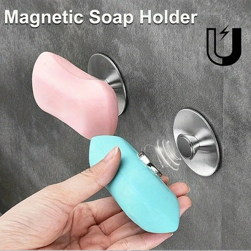 304 Stainless Steel Soap Holder New Drain Magnetic Bathroom Soap Holder Wall Mounted Storage Box Kitchen Soap Dispenser