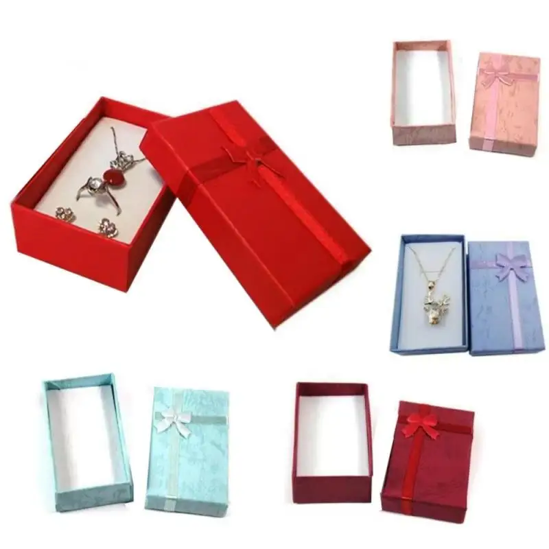 12/6/3/1pcs/lot Assorted Colors Ring Necklace Set Box Trinket Box Necklace Case Earrings Holder 5*8 Packaging Gift Box Christmas