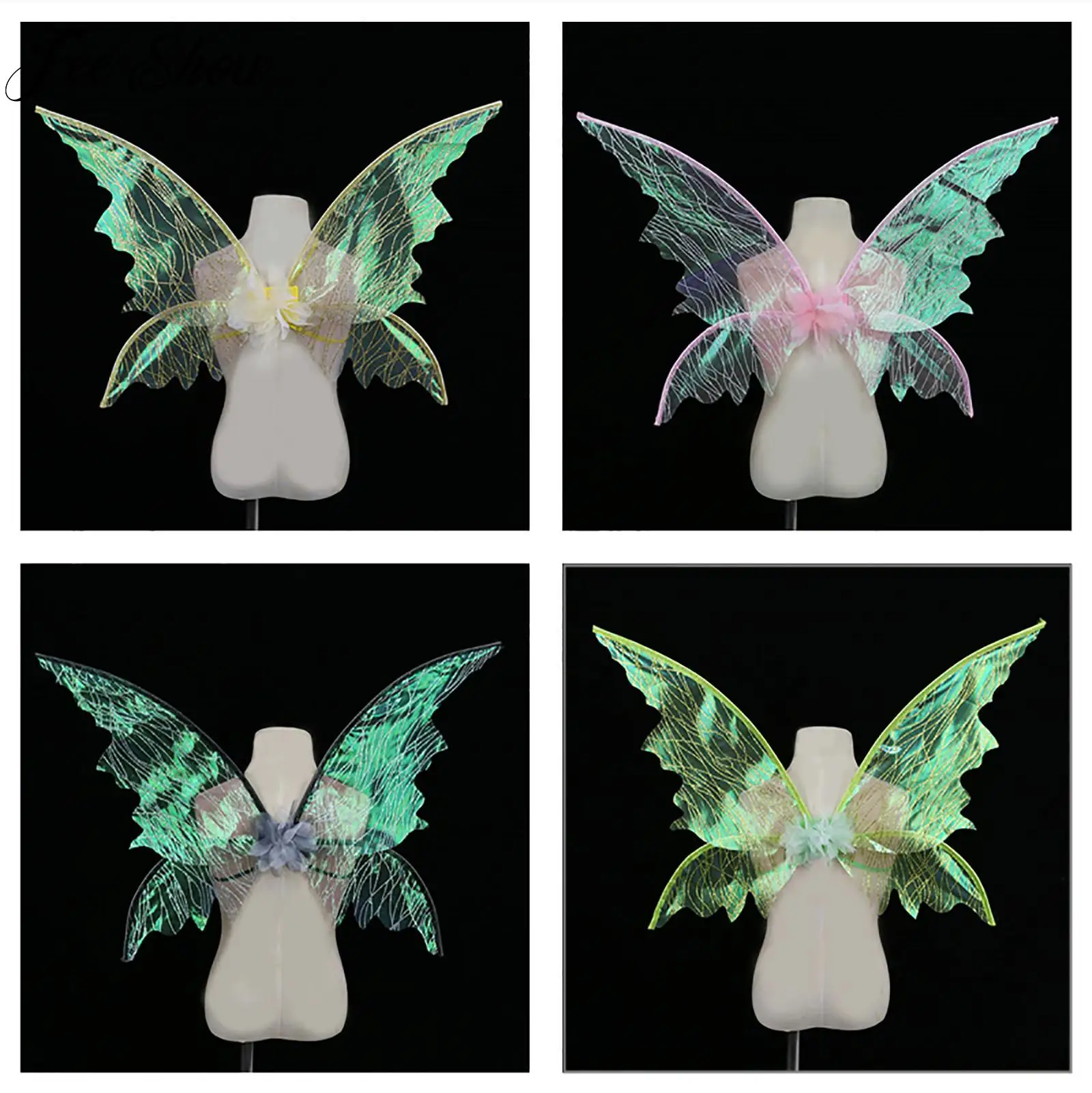 Fairy Elf Princess Angel Wing Women Girl kid's Day Stage Performance Costumes Halloween Cosplay Butterfly Wings Photography